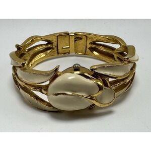 Ermex Tulip Cuff Bangle Ladies Enamel Watch New Battery 17MM 6" P10